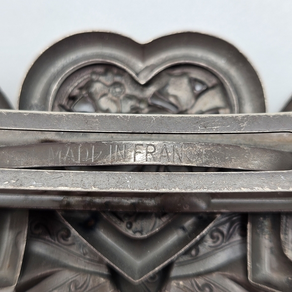 VINTAGE Art Deco Silver Plated Hearts French Hair Barrette Made in France main image 6